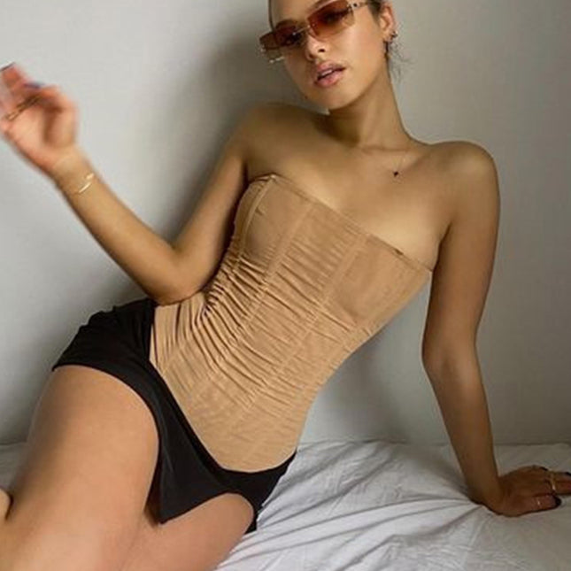 Mesh Crop Corset Tube Top - Women's Stylish Summer Wear