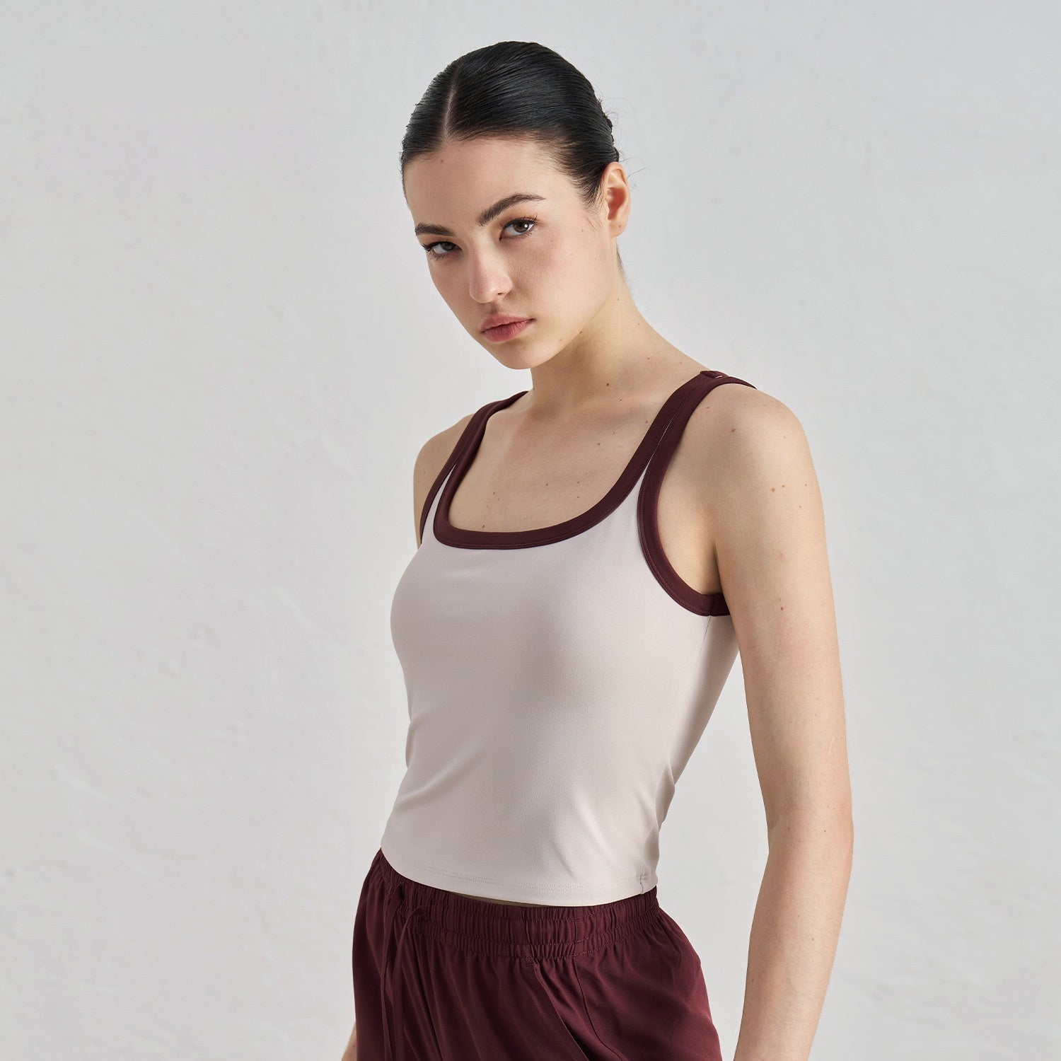 Youth Nude Feel Color Matching Yoga Underwear Women's U-neck Beauty Back Outer Wear Sports Vest