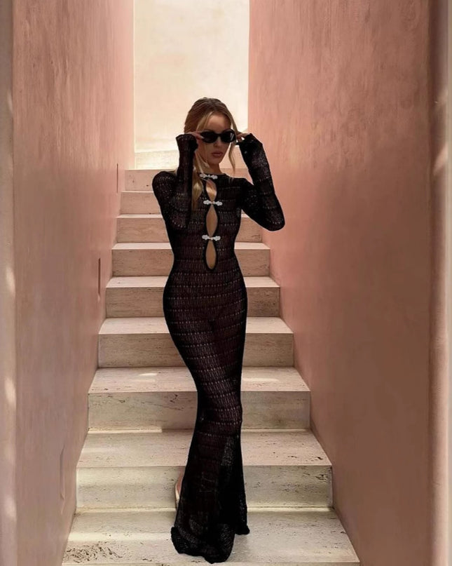 Strandkleid mit hohlem Schlitz im Bohemian-Stil