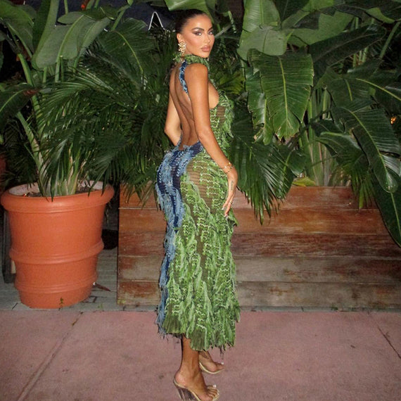 Backless High Waist Fashion Dress - Street Style