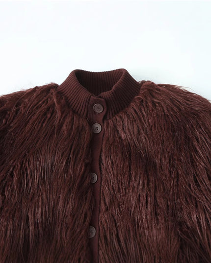 Fashion Temperament Women's Artificial Fur Effect Knitted Coat