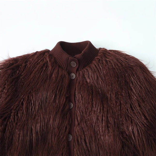 Damen-Strickmantel mit Kunstpelz-Effekt – Mode und Temperament