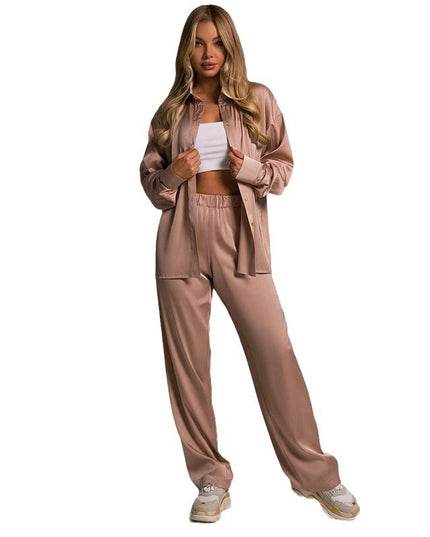 Elegant Two-Piece Set: Solid Color Trousers