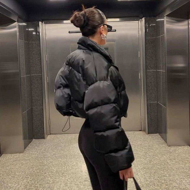 Warme Baumwolljacke - Schwarzer urbaner Freizeitstil