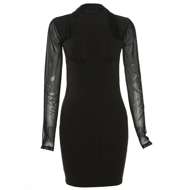 Damenmode Mesh-Naht Hüftkleid