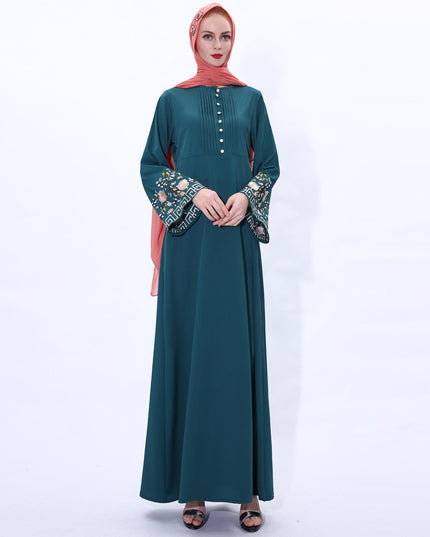 Flower embroidery Abaya Hijab Muslim Dress female Caftan Islamic Kaftan Robe Musulman Abaya Islam F992
