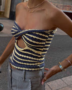 M / navy blue stripe