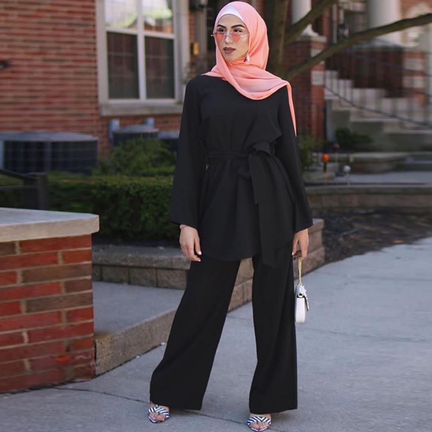 2 Pieces Dubai Abaya Hijab Muslim Dress Women Kaftan Islamic Clothing Grote Maten Dames Kleding Ensemble Femme Musulmane