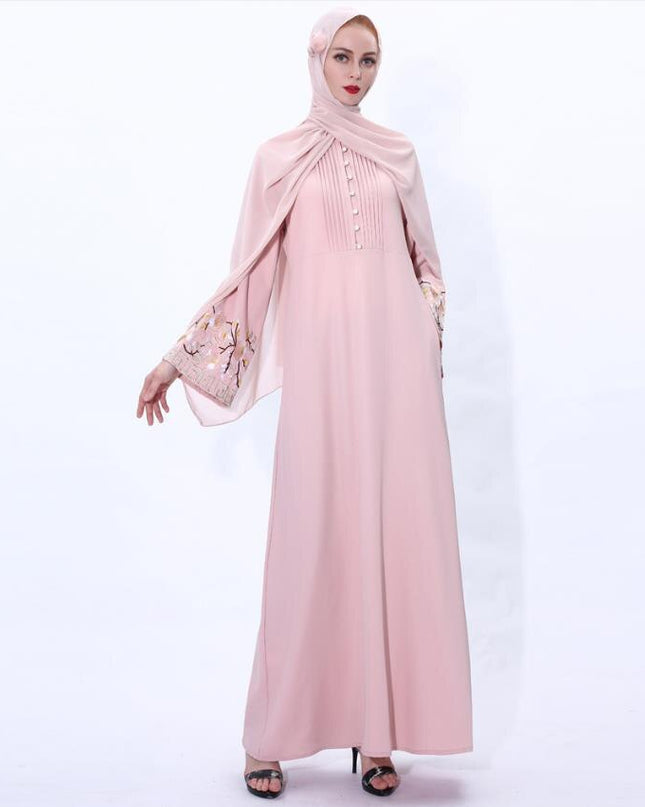 Flower embroidery Abaya Hijab Muslim Dress female Caftan Islamic Kaftan Robe Musulman Abaya Islam F992