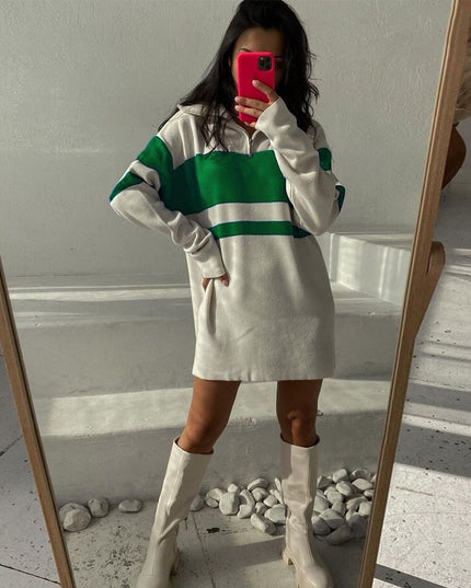 Pullover Turtleneck Knit Striped Sweater Long Sleeve Knitwear Jumper Half Zip Up Oversized Knitted Long Sweaters For Women