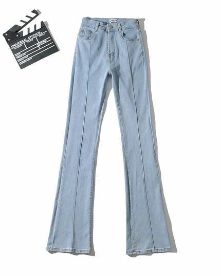 Fashion Hollow Flare Pants Denim Jeans for Woman High Waist Bottom Streetwear Long Trousers Pants Jeans Bodycon