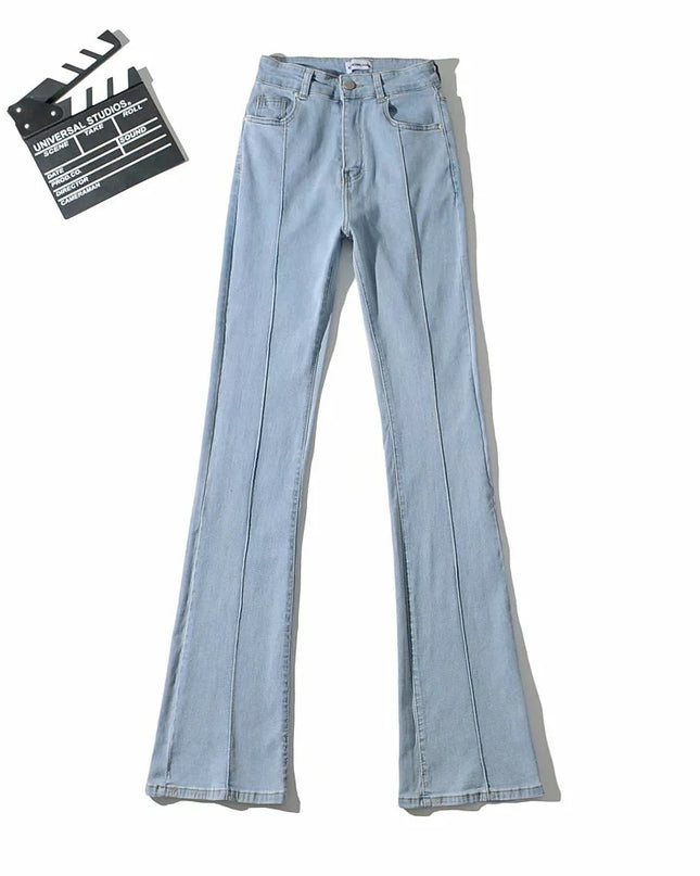 Fashion Hollow Flare Pants Denim Jeans for Woman High Waist Bottom Streetwear Long Trousers Pants Jeans Bodycon