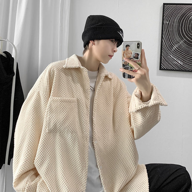 Men Harajuku Long Sleeve Causal Shirts 2023 Mens Vintage Japanese Streetwear Shirts Male Korean Fashion Solid Y2k Shirt