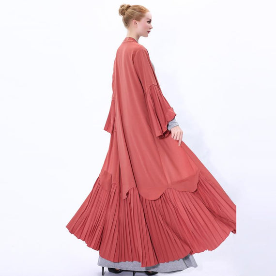 Ramadan Eid pleated Kimono Cardigan Abaya female Dubai Hijab Muslim Dress Kaftan Caftan Islam Clothing Abayas Robe