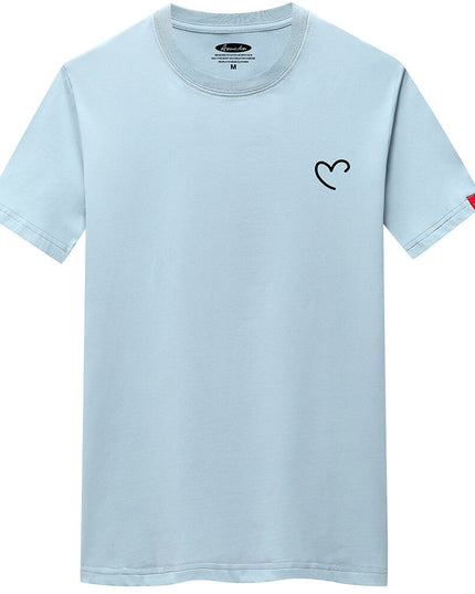 Anime overize Summer Men's Cotton Tee Shirts Men Casual T-shirt Simple Love Heart Print Tshirt O-Neck Short Sleeve Man Tops