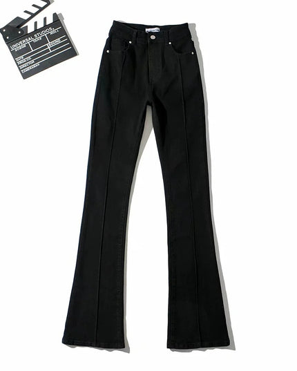 Fashion Hollow Flare Pants Denim Jeans for Woman High Waist Bottom Streetwear Long Trousers Pants Jeans Bodycon