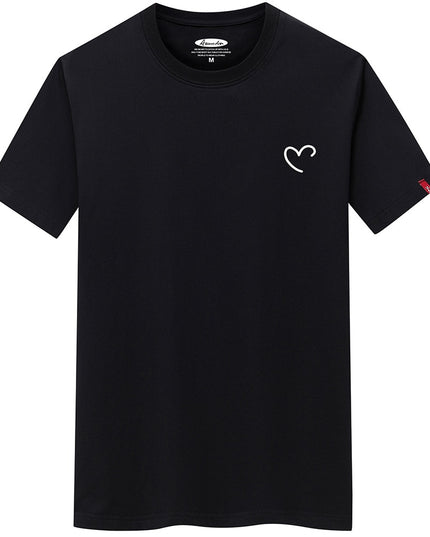 Anime overize Summer Men's Cotton Tee Shirts Men Casual T-shirt Simple Love Heart Print Tshirt O-Neck Short Sleeve Man Tops
