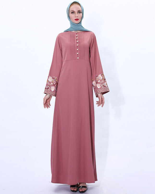 Flower embroidery Abaya Hijab Muslim Dress female Caftan Islamic Kaftan Robe Musulman Abaya Islam F992