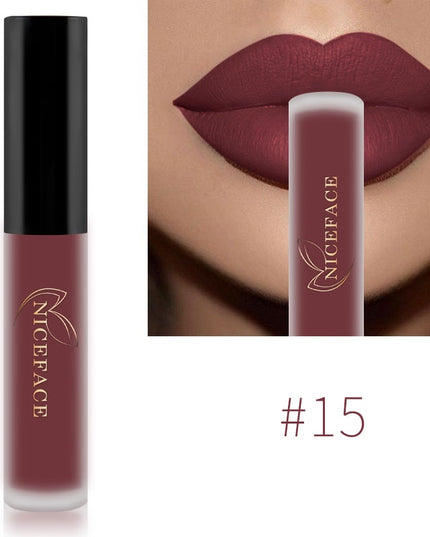 NICEFACE Nude Liquid Lipsticks Waterproof Velvet Matte Lip Gloss Long Lasting Non-stick Cup Lip Tint Makeup Pigment Cosmetics