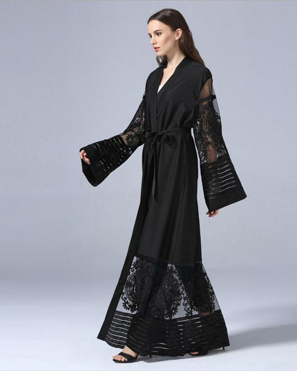 Fashion Muslim Adult lace Embroidery Robe Musulmane Dubai Abaya Muslim Robe Arab Worship Service abaya