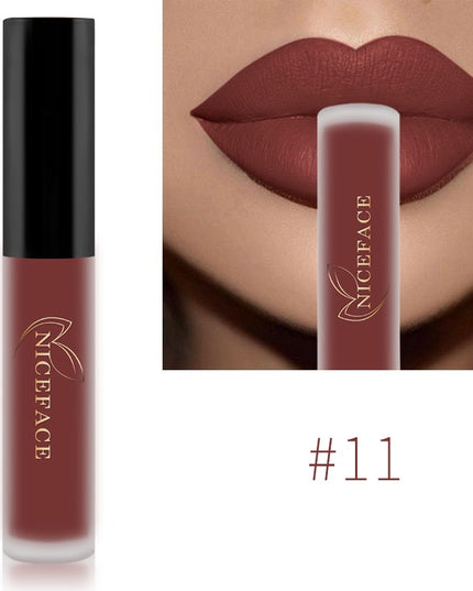 NICEFACE Nude Liquid Lipsticks Waterproof Velvet Matte Lip Gloss Long Lasting Non-stick Cup Lip Tint Makeup Pigment Cosmetics
