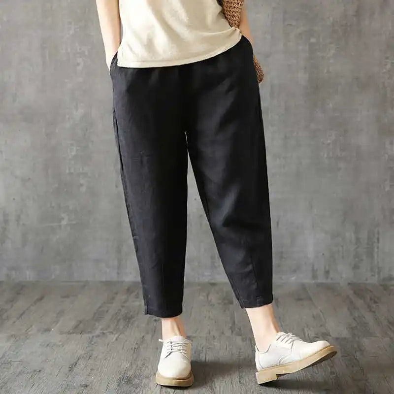 Elegant Linen Summer Pants for Women - Comfortable and Stylish Harem Capris