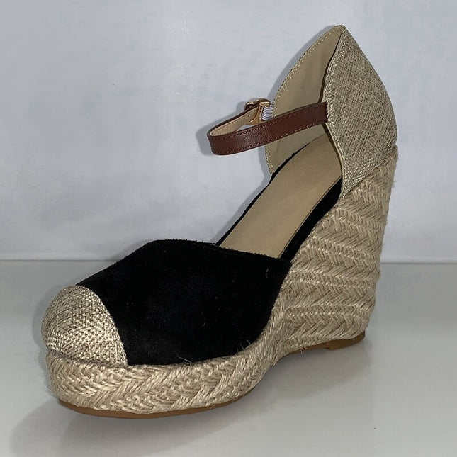Women espadrille Ladies Wedge sandals High heels Platform Bohemia weave strap sandalia red suede pumps