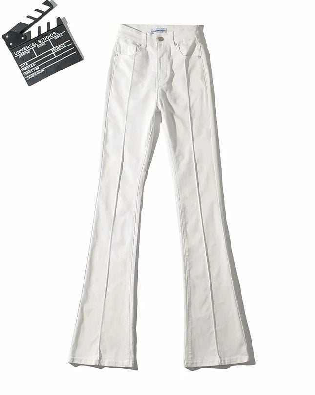 Fashion Hollow Flare Pants Denim Jeans for Woman High Waist Bottom Streetwear Long Trousers Pants Jeans Bodycon