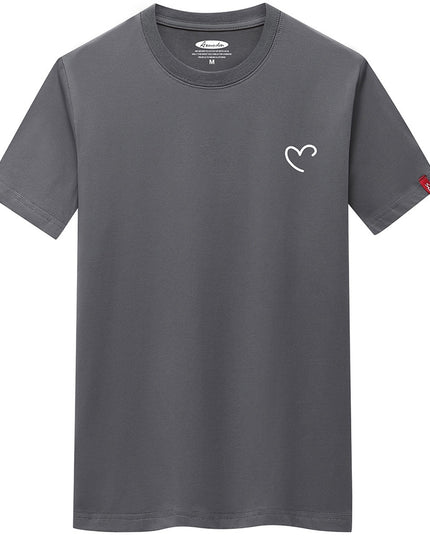 Anime overize Summer Men's Cotton Tee Shirts Men Casual T-shirt Simple Love Heart Print Tshirt O-Neck Short Sleeve Man Tops