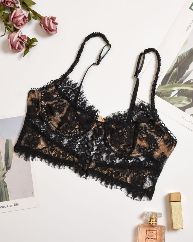 Knopf Weiß Spitze Bralette Sexy Rückenloses Crop Top Damen Ärmellose Sommer Kurz Feminino Tops Unterwäsche