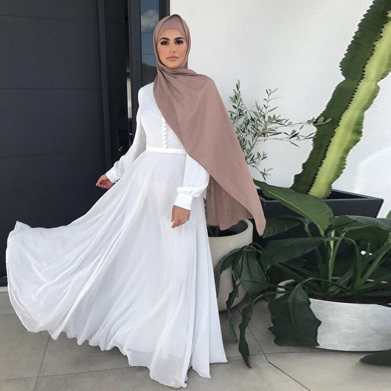 Djellaba Muslim Dress Big Swing Abaya Elegant Long Muslim Abayas Women Modest Wear Clothing EID Robes Belt
