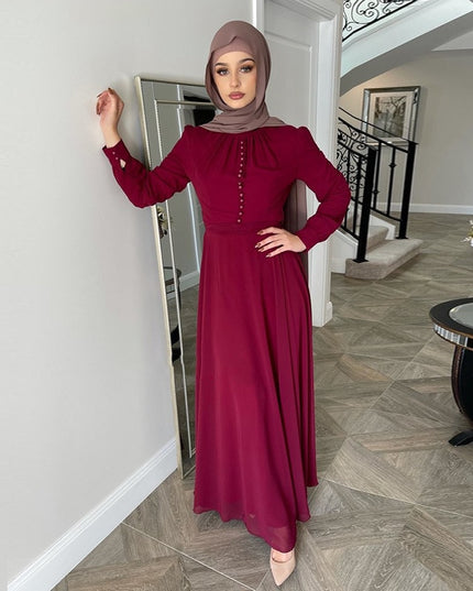 Djellaba Muslim Dress Big Swing Abaya Elegant Long Muslim Abayas Women Modest Wear Clothing EID Robes Belt