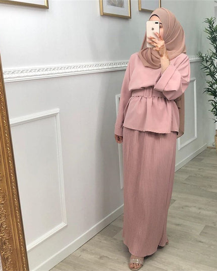Elegant Two Pieces Muslim High Demand Blackout Islamic Sets Women's Abaya Long Stretch Two Pieces Prayer Abayas