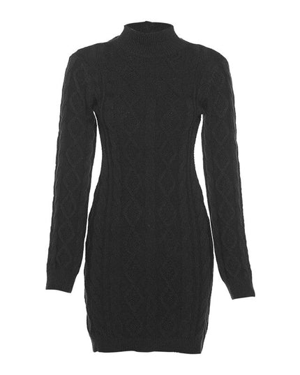 Fall Winter Fashion Twist Knitted Long Sleeve Backless Mini Dress for Women Elegant Warm Dresses Outfits Clothes