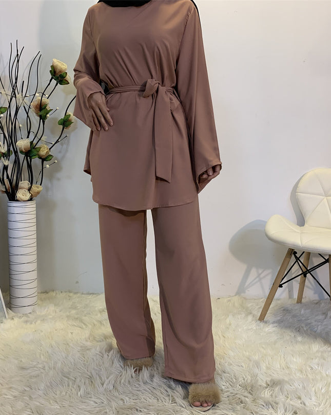2 Pieces Dubai Abaya Hijab Muslim Dress Women Kaftan Islamic Clothing Grote Maten Dames Kleding Ensemble Femme Musulmane