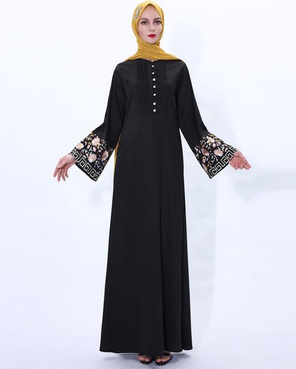 Flower embroidery Abaya Hijab Muslim Dress female Caftan Islamic Kaftan Robe Musulman Abaya Islam F992