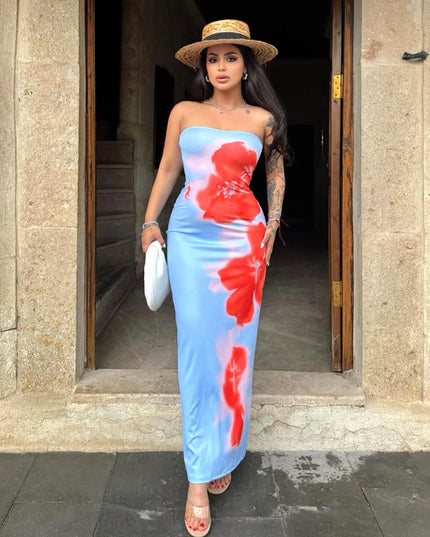 Sexy Slit Tube Long Dress - Summer Party Beach Wear