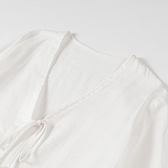 Women's French Style All-matching Casual Lace Up Top