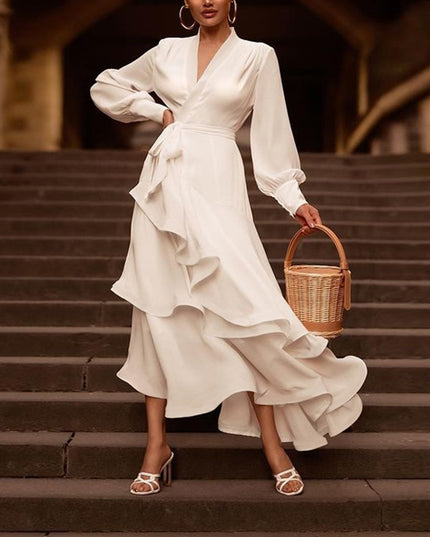 Deep V Sexy Solid Color Long Elegant Dress