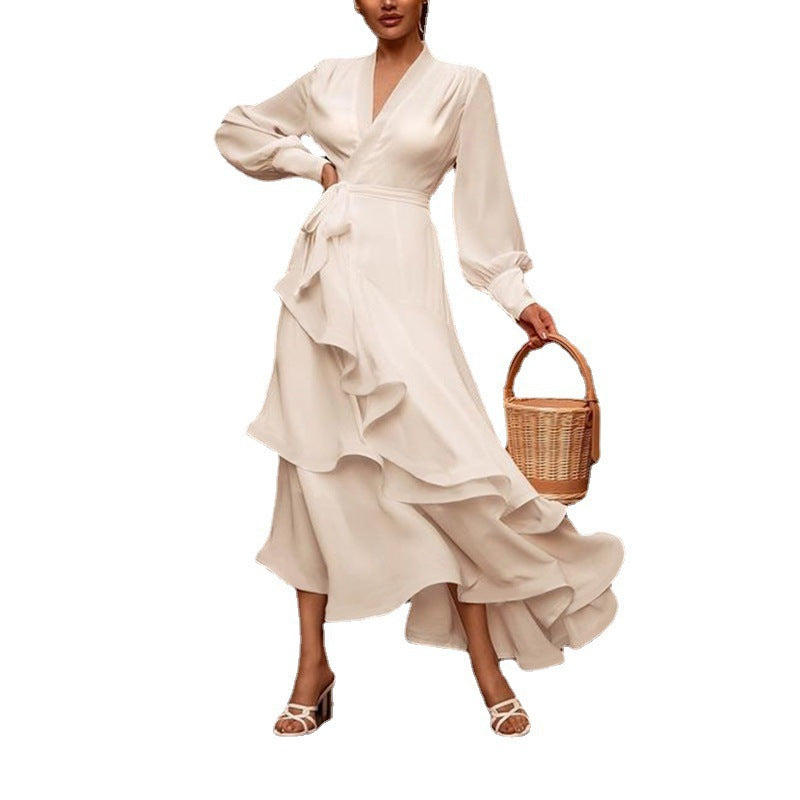 Deep V Sexy Solid Color Long Elegant Dress