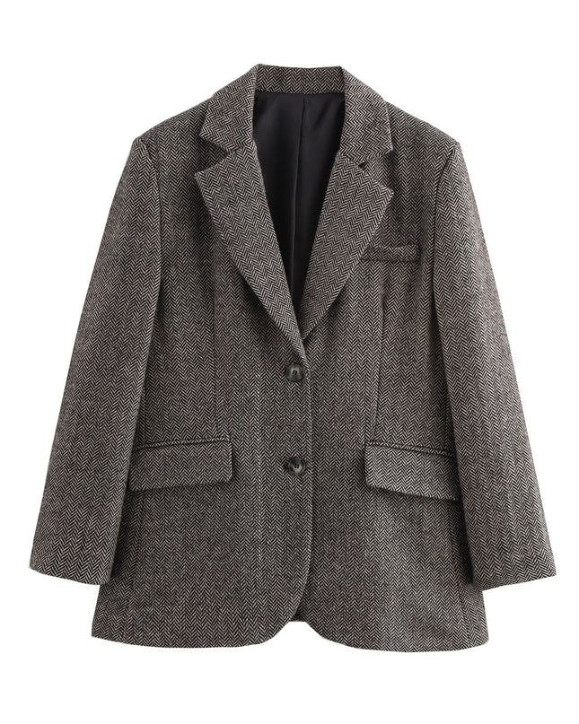 Autumn And Winter New Suit Coat Commute Minimalist Versatile Herringbone Pattern Wool-containing Suit Jacket