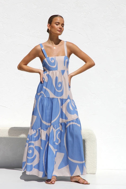 Stylish Swing Dress - High Waist, Sleeveless, Polyester Fabric