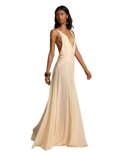 Elegance Simplicity Hollow Out Stitching Lace Sling Color Dress