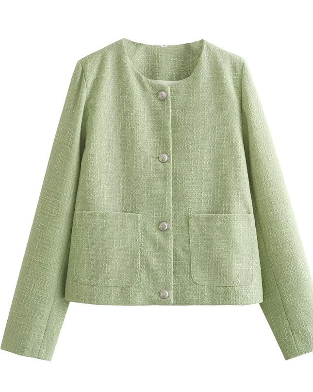 Damen Neue Mode Pendler Drei Farben Chanel Mantel