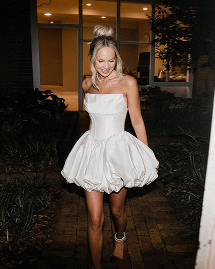 Elegant Fashion Backless Waist Pleated Banquet Tube Top Dress Women