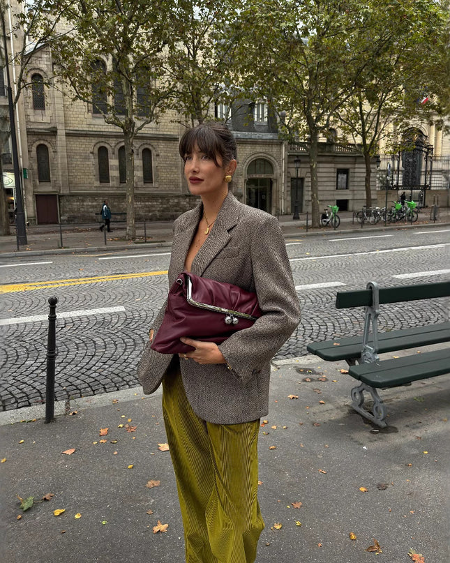 Autumn And Winter New Suit Coat Commute Minimalist Versatile Herringbone Pattern Wool-containing Suit Jacket