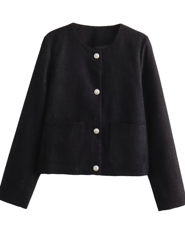Damen Neue Mode Pendler Drei Farben Chanel Mantel