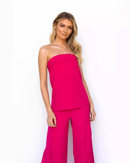 Kvinnors Casual Off-shoulder Omlotttopp och Byxor Kostym