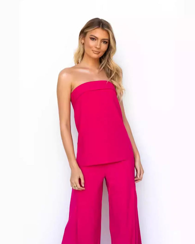 Kvinnors Casual Off-shoulder Omlotttopp och Byxor Kostym