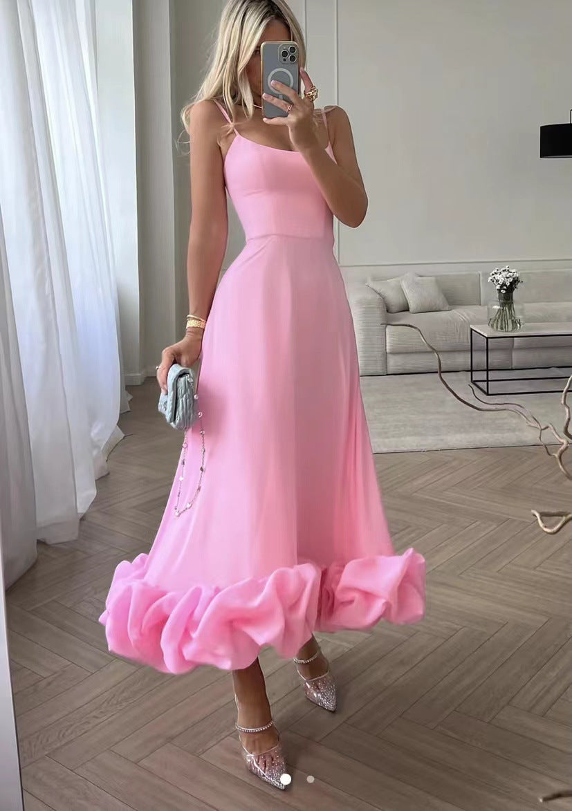 Women's Large Swing Three-dimensional Flower Line Skirt
